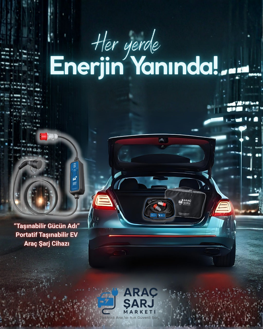 Portatif Taşınabilir EV Araç Şarj Cihazı